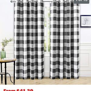 4 Panels, room darkening, 2 pack, black and white check pattern. NEW - no tags